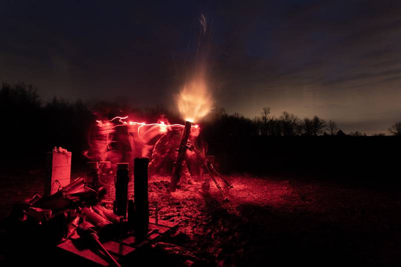 U.S. Army soldiers fire the M121 mortar system during a live-fire exercise at Fort Campbell, Kentucky, in January 2018.